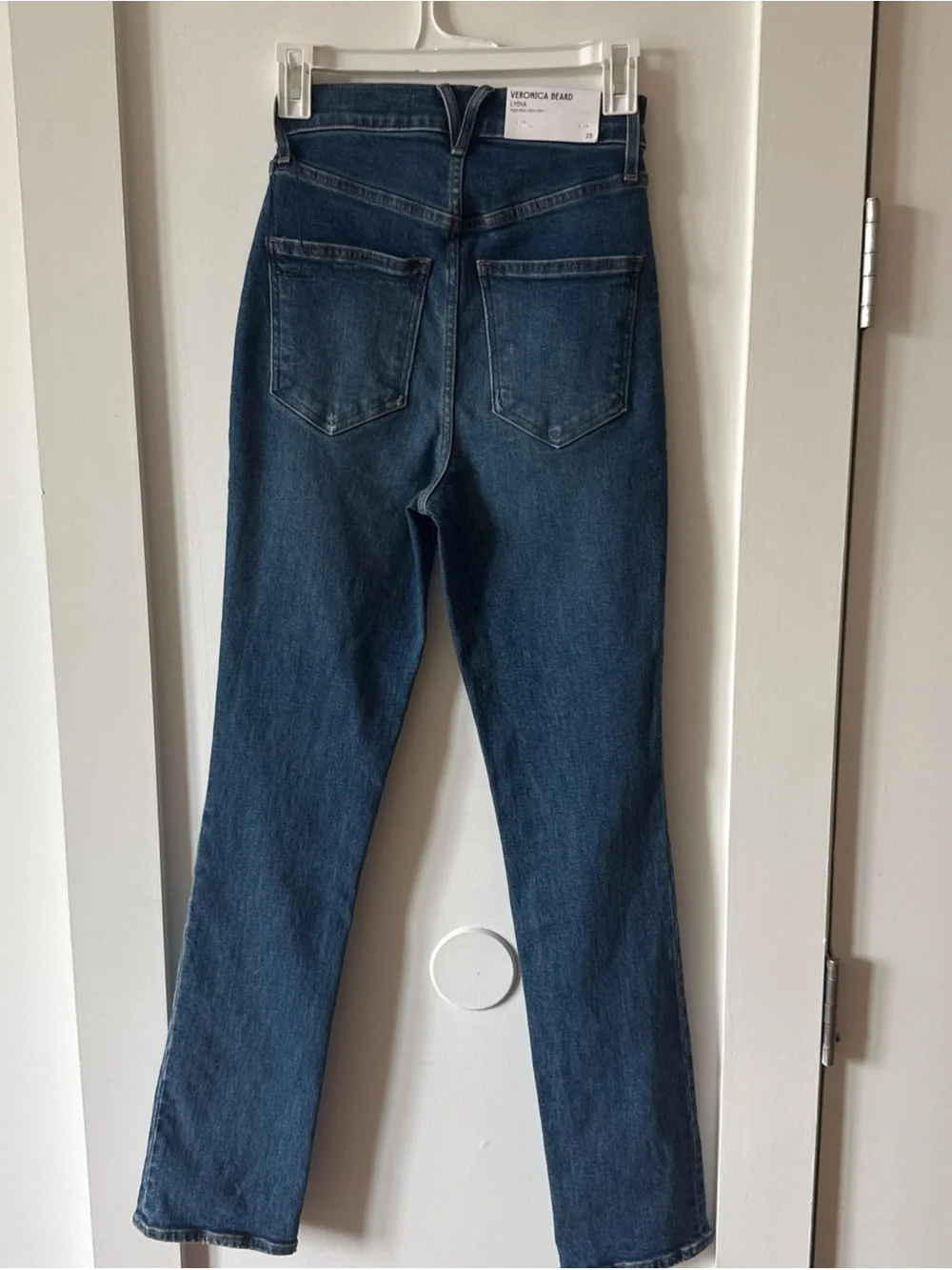 NWT $298 Veronica Beard Lydia High Rise Ultra Slim Jeans 25 City Blast Shirred